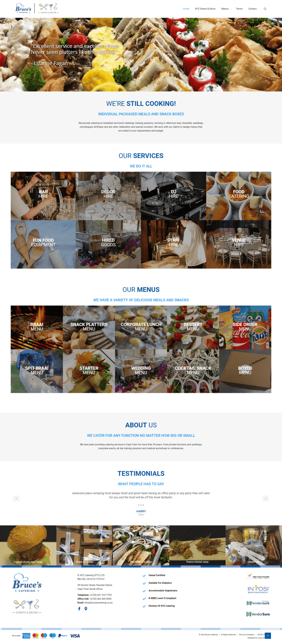 bruces catering website