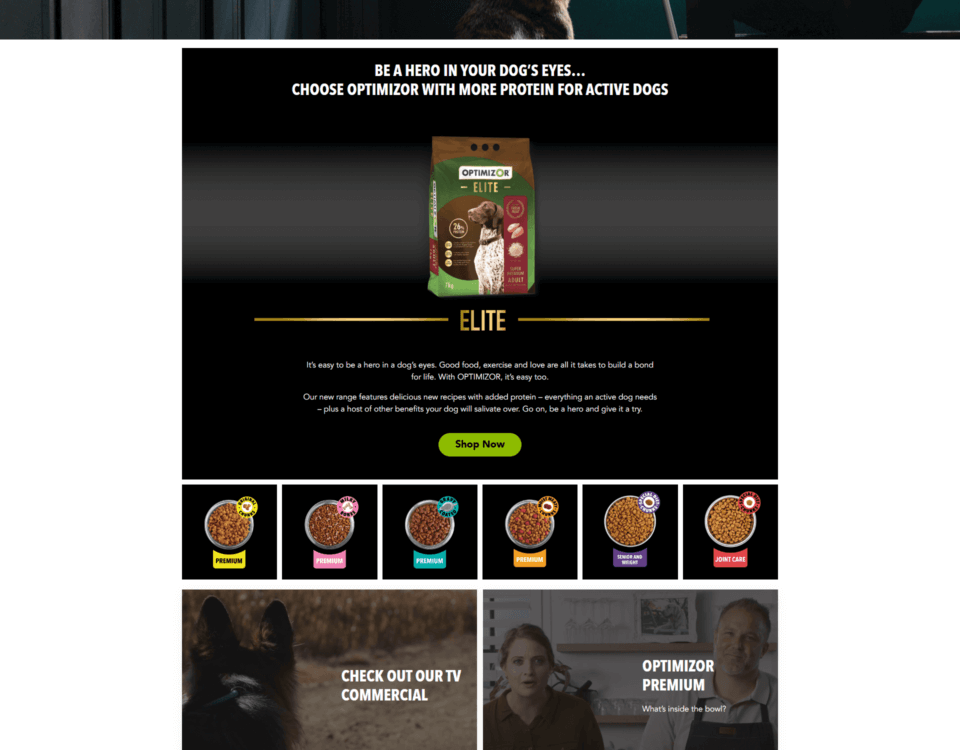 optimizor dog food website