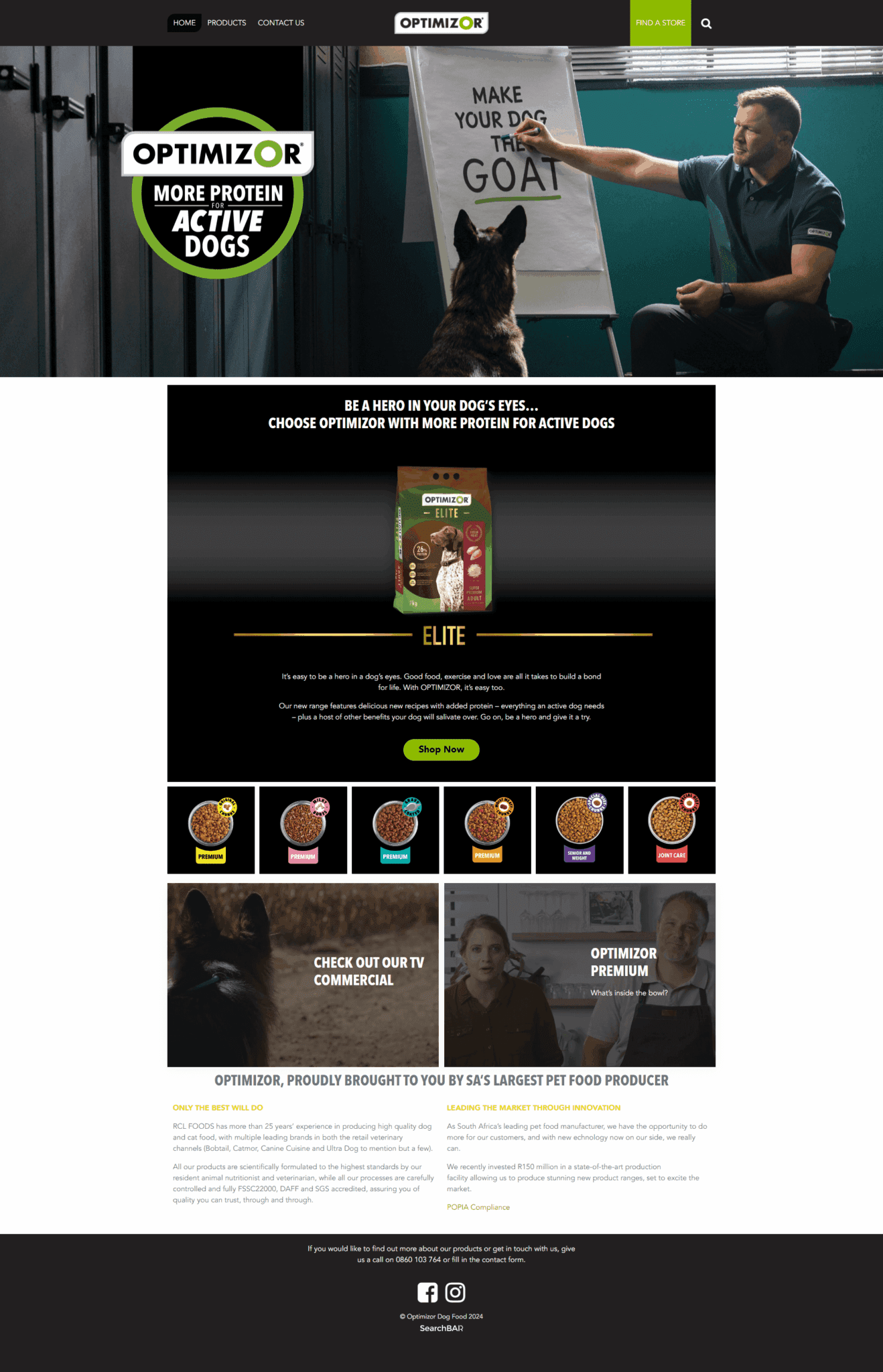 optimizor dog food website
